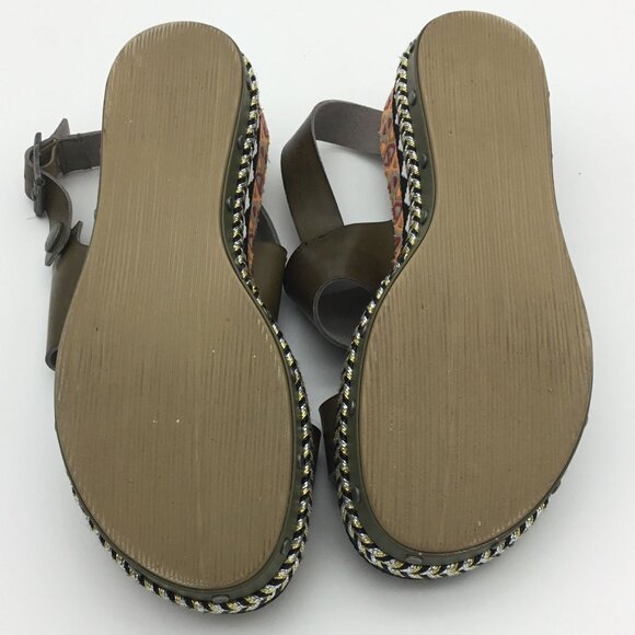 Blowfish Malibu Slingback Green Platform Sandals Vegan Leather Sz 6 - Picture 8 of 11
